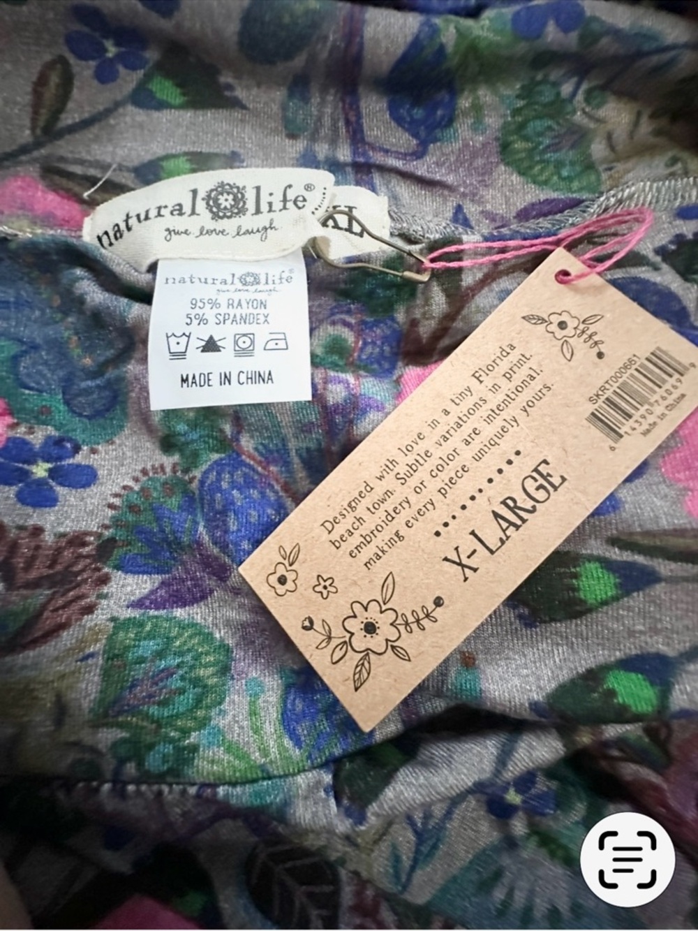 NATURAL LIFE Pink, Blue & Green Floral Mini Skirt - Picture 4 of 5